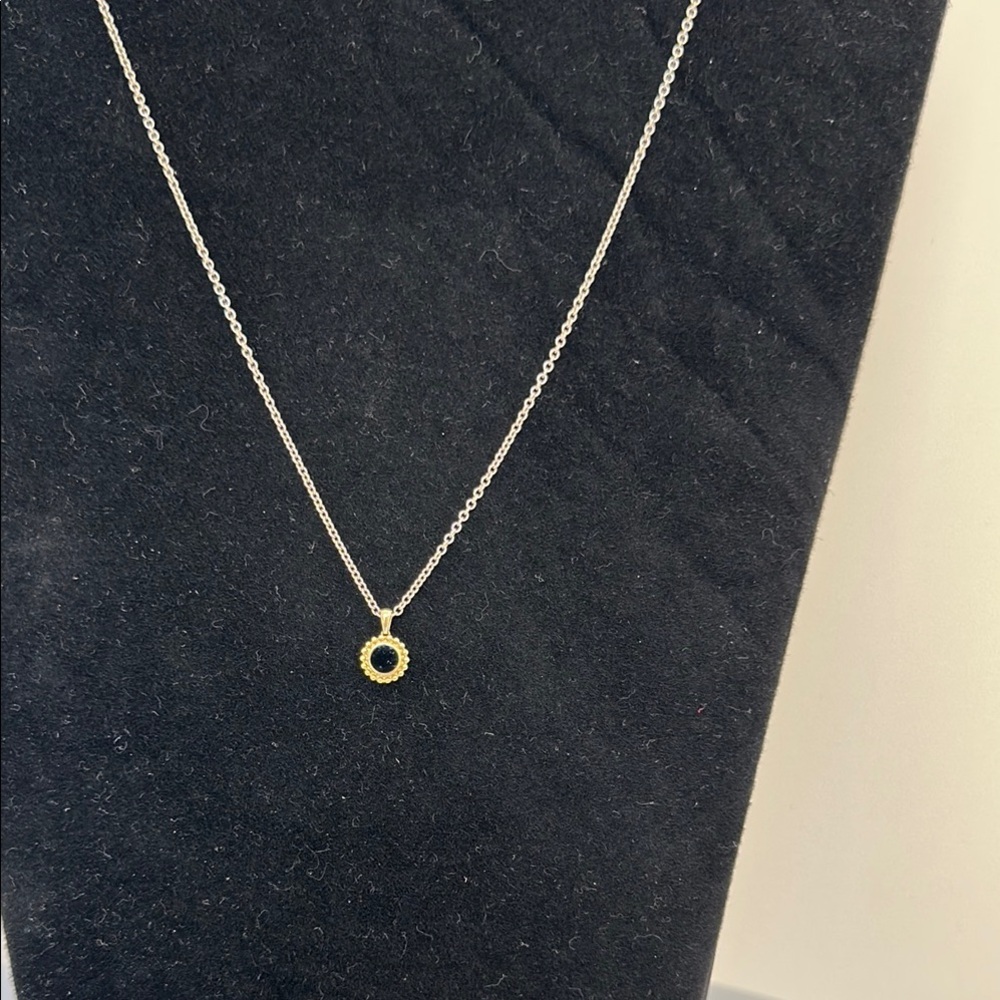 Lagos 18k real solid Gold and Silver Onix  Necklace - Picture 2 of 6